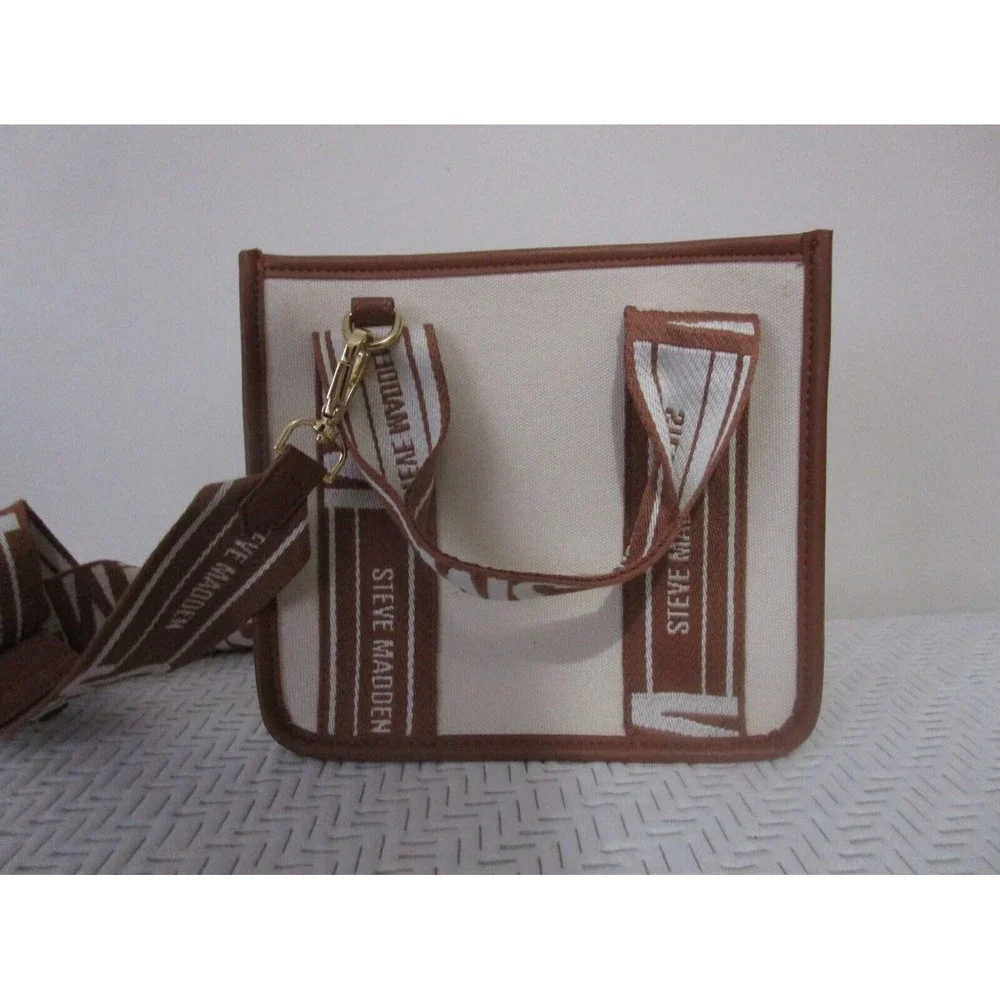NWT Steve Madden Viral Tik Tok Bag Purse Bwebber Canvas Creme Brown - Picture 2 of 15